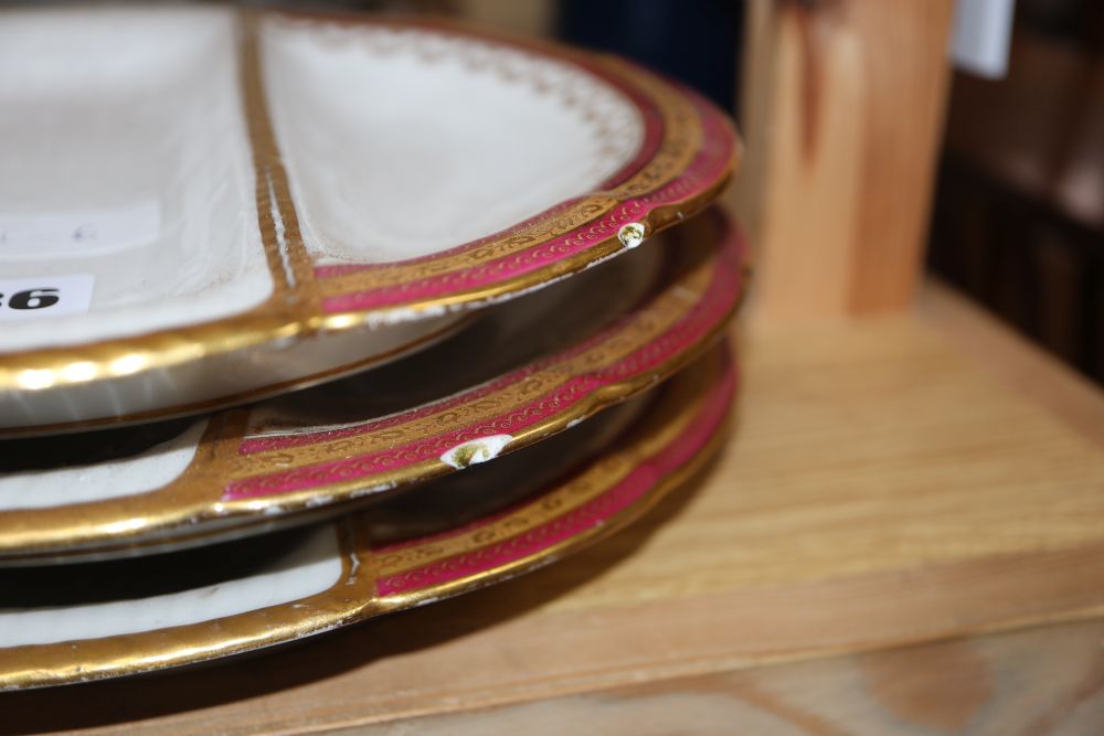 A set of six French oyster plates and asparagus plates